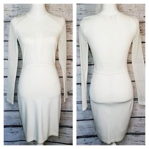 Retro 90s Mystic Cream Sheer Mesh Bodycon Dress